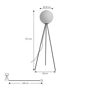 Stojacia lampa Lucande Kestralia, biela, sklo, Ø 35 cm, E27