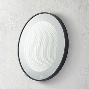 Lucande LED nekonečné zrkadlo Emire, čierne, hliník, CCT, IP44