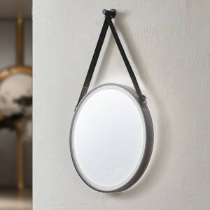 Zrkadlo Lucande LED Lelin, Ø 45 cm, čierne, hliník, CCT