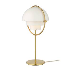 Stolná lampa GUBI Multi-Lite, výška 50 cm, mosadz/biela