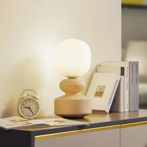 Stolná lampa Lucande Fidelo, biela/žltá, 38 cm, sklo, keramika