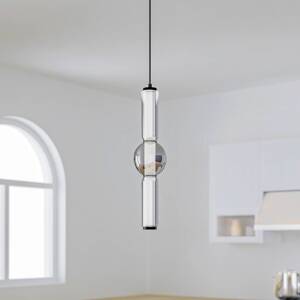 Lucande LED závesné svietidlo Savete, dymová sivá, sklo, Ø 12 cm