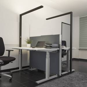 Kancelárska stojacia lampa LED Jolinda, čierna, senzor, stmievač, sada 2 ks