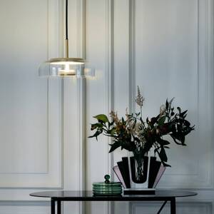 Nuura LED závesné svietidlo Blossi 1, zlatá / číra, Ø 23 cm, sklo
