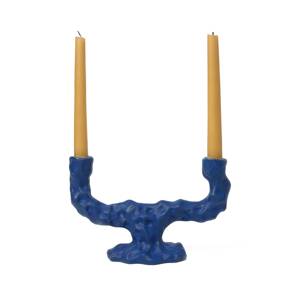 ferm LIVING Svietnik Ditto Double, modrý, keramika
