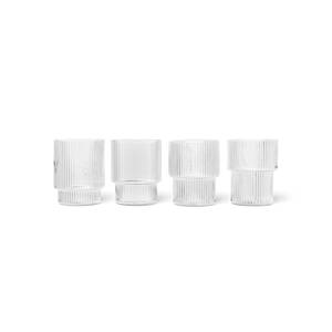 ferm LIVING Glass Ripple, číra, 200 ml, fúkaná do úst, sada 4 ks