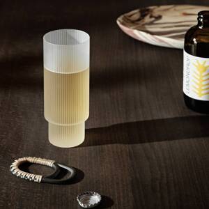 ferm LIVING Longdrink pohár Ripple, biely, 300 ml, sklo, sada 4 ks