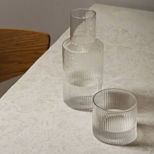ferm LIVING sada karáf Ripple Small, číre sklo, 2 kusy