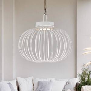 JUST LIGHT. Dobíjacia stolová lampa Akuba LED, biela, 33 cm, bambus