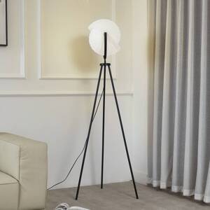 Trojnožková stojacia lampa Lucande Helva, 150 cm, biela/čierna