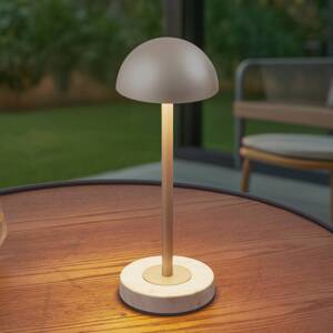 Nabíjateľná stolová lampa Lindby LED Pippin, zlatá/travertín, výška 27 cm