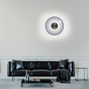 PURE Vitrum LED nástenné svietidlo, sivé, sklo/hliník, Ø 22 cm