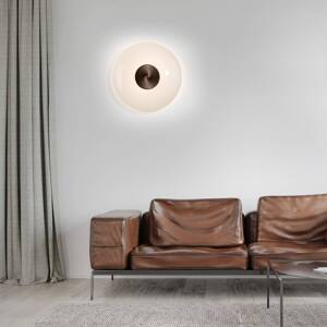 PURE LED nástenné svietidlo Vitrum, hnedé/opálové sklo/hliník Ø 22 cm