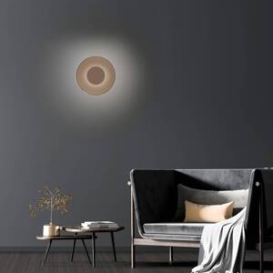PURE LED nástenné svietidlo Moon, bronz, Ø 32 cm, sklo/hliník