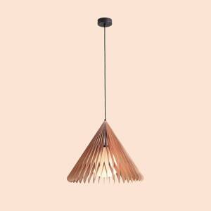 Závesná lampa Nature Sun glass XL, špicatý kužeľ, Ø 48 cm, drevo