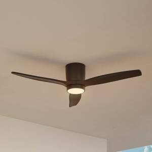 Lucande LED stropný ventilátor Sorin, čierny, DC, tichý, IP44