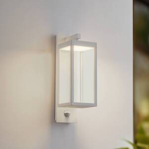 Lucande LED vonkajšie nástenné svietidlo Ferdinand, biele, senzor, 38 cm