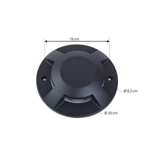 Lucande LED podlahové bodové svietidlo Jeffrey, čierne, 4 svetlá, Ø 20 cm