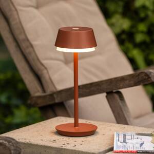 LED dobíjacia stolová lampa Lyon, terakota, IP54, stmievač, CCT, RGB