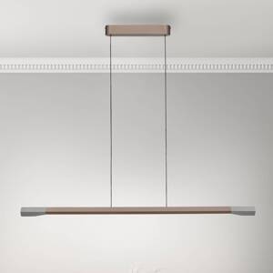 Paul Neuhaus LED závesná lampa Hoop, kávovo hnedá, dĺžka 128 cm