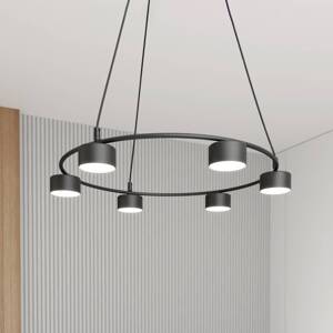 Závesné svietidlo Starlit, 6 svetiel, Ø 64 cm, čierna, kov, GX53