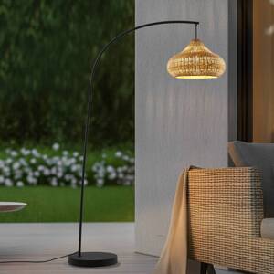 Vonkajšia stojacia lampa Lucande Taniola, béžová, ratan, výška 195 cm