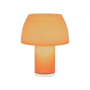 Nemo LED dobíjacia stolná lampa Lorosae, oranžová, sklo, IP54, USB