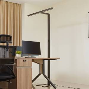 Kancelárska stojacia lampa LED Jolinda, čierna, 197 cm, senzor, stmievateľná