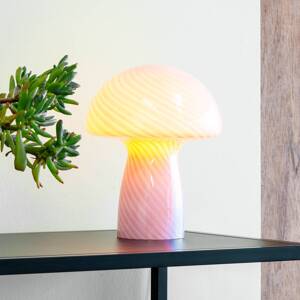 Dyberg Larsen Stolná lampa Mushroom, ružová, výška 23 cm, sklo