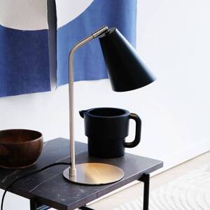 Dyberg Larsen stolová lampa Oswald, čierna/oceľ, výška 40 cm