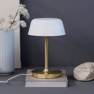 Dyberg Larsen Valencia stolová lampa, biela/mosadz, výška 30 cm