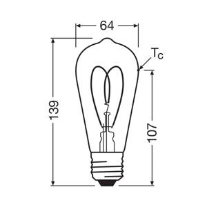 OSRAM LED Vintage ST64 E27 8W 922 Heart Filament zlatá stmavená