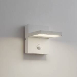 Lucande LED vonkajšie nástenné svietidlo Silvan, biele, senzor, IP54, 16cm