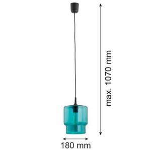 Sklenené závesné svietidlo Nesto, tmavomodré, Ø 18 cm, E27