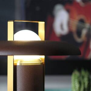 LED dobíjacia stolová lampa, tmavohnedá, hliník, PMMA, CCT