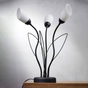 Stolová lampa Gloriosa, čierna, sklo, 3 svetlá
