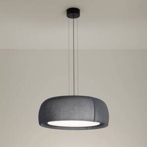 LEDS-C4 LED závesná lampa Gong, sivá, 2 700 K, Ø 61,2 cm, tkanina