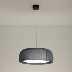 LEDS-C4 LED závesná lampa Gong, sivá, 3 000 K, Ø 61,2 cm, tkanina