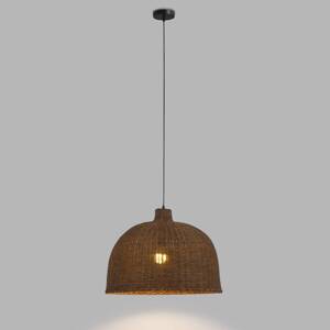 Závesná lampa Forlight Cortic, Ø 60 cm, tmavohnedá, ratan
