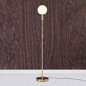 Stojacia lampa Minna, mosadzná farba, sklo, železo, výška 145 cm