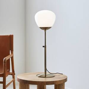 Stolová lampa Rise, výška 75 cm, starožitná mosadz, železo, sklo
