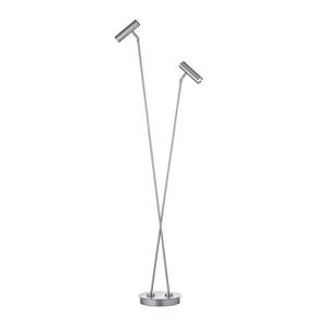 LED stojacia lampa Tom Pro, matný nikel, 2 svetlá, CCT, stmievač