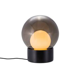 stolová lampa Pulpo Boule Small, dymová sivá/opálová/čierna, sklo