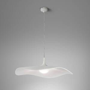 Bover LED závesná lampa Mediterránia, biela, Ø 52 cm, látka