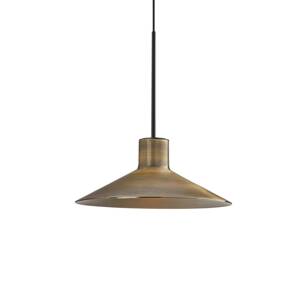 Bover LED závesná lampa Platet, čierna/mosadzná farba Ø 20 cm