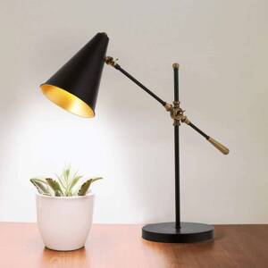 Stolná lampa Nelu, čierna, výška 60 cm, kov, nastaviteľná