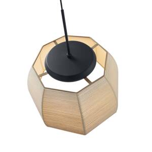 Bover LED závesná lampa Tanit, Ø 61 cm, čierna/béžová, látka
