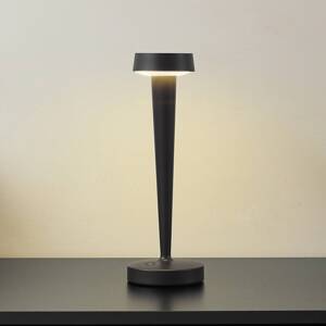 Lucande LED svietiaci svietnik Lea, váza, tmavohnedá, 28 cm