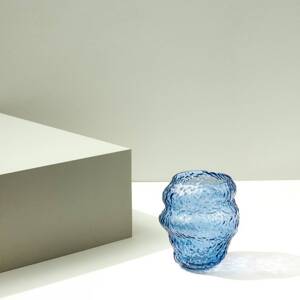 HÜBSCH Váza Aurora, sklo, modrá farba, výška 18 cm