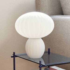 HÜBSCH Kumu stolová lampa, biela, sklo, E14, výška 28 cm